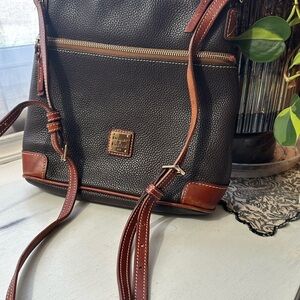 Dooney & Bourke Black and Brown Pebbled Leather Crossbody